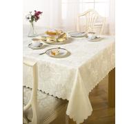 Damask Rose - Jacquard Table Cloth in Cream - 70x108 (178x274cm) - Emma Barclay | TJ Hughes