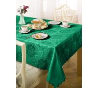 Emma Barclay Damask Rose - Jacquard Table Cloth in Forest Green - 60x84 (152x213cm) Oval