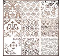 Damask Stencils for Walls 12inch Damask Stencil Large Texture Stencils Floral Layering Stencils Templates for Painting on Wood Furniture Canvas Paper Fabric