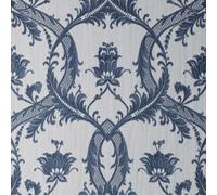 Damask Wallpaper Fine Décor Textured Heavyweight Vinyl Blue Glitter