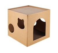 Damavat Cat House Scratcher Box Cat Cardboard House with Scratch Pad for Kitties, Kittens for Cat Birthday