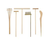 Damavat Mini Japanese Rake Bamboo Tool Set, Wooden Sand Play Therapy Toy Kit for Spiritual Peace Meditation