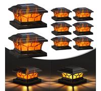 DAMAYCA - 8 Pack Solar Post Lights for Wood or Vinyl Outdoor Posts, Flickering Flame & Warm White, Fits 4x4, 5x5, 6x6 Wood or Vinyl Posts, Solar Lights