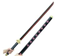 damdos Halloween Prop for Katana Weapon Cosplay Sword Roronoa Zoro PU Rubber Samurai Swords Birthdays Gifts (Red Ben)