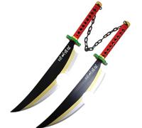 damdos Hallween Props 32" Kimetsu No Yaiba Tengen Uzui Twin Cosplay Swords Weapon Birthdays Gifts(2PCS Sets)
