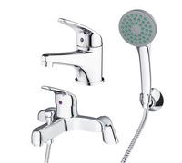 Dame Bathroom Basin Mono Mixer Tap & Bath Shower Mixer Tap Chrome
