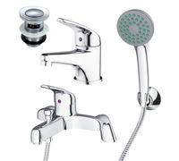 Dame Bathroom Basin Mono Mixer Tap, Bath Shower Mixer Tap & Waste