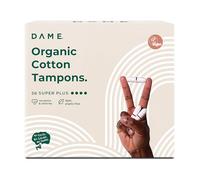 DAME - Toxin-Free Tampons (Super Plus - 56) | 100% Organic Cotton & Natural Period Protection | Plastic-Free, Hypoallergenic, Biodegradable | High Absorbency, Non-Applicator Tampons for Heavy Flow