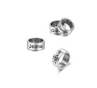 DaMei Personalized Mens Leather Bracelet with Custom Beads Braid Black Name Charm Bracelet for Men with Family Names (Ring)