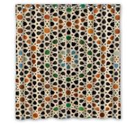 DAMEILIN Moroccan Trellis Latticework Quatrefoil Polyester Bathroom Shower Curtain 66(W) x72(H)-Inch