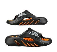 DAMEINV Slippers Summer Men Massage Slippers Sides Indoor Outdoor Sandals Beach Casual Shoes Soft Sole Slides Men Flip-flops Men's Sandals-black Orange-42-43