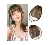 Damen 100% Human Hair Wispy Bangs Clip in Hair Extensions Light Blonde Air Bangs Fringe with Temples Hairpieces for Women Daily Use for Dating(ALH001-4)