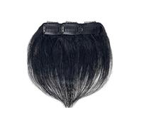 Damen Bangs for Mens Clips in Real Hair Bang Cover High Forehead Natural Fake Bangs Fringe Extension for Dating(Natural black,Large)