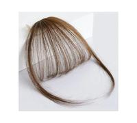 Damen Human Hair Bangs OverHead Clip in Hair Extensions Brown Natural Hairs Wispy Bangs for Dating(Light Brown)