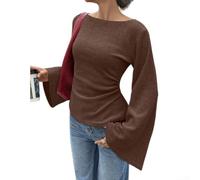 Damen Langarmshirt,Waffelstrick Bootsausschnitt,Für Alltag for freizeit | Damen Langarmshirt,Bootshals Waffelstrick Oberteil,Polyester Elasthan Basic Shirt, for freizeit Alltag Winter