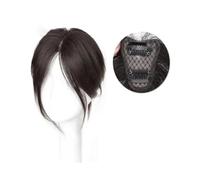 Damen Middle Part Fake Bangs Fringe Synthetic Topper Hairpiece Clip-In Bang Extension for Dating(Black brown)