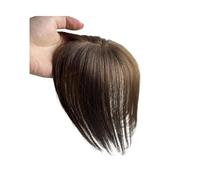 Damen Natural Human Hair Bangs Side Fringe for Women 3D Middle Part False Bangs Clip-in Extensions Invisible Hairpieces for Dating(Mocha Brown)