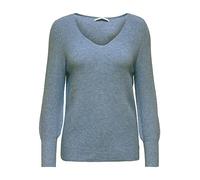 Damen ONLATIA L/S V-Neck Cuff KNT, China Blue/Melange, L