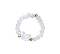 Damen Ringe 68 Niedlicher Ring mit Katzenmotiv, für beste Freunde, erweitertes Erscheinungsbild, verstellbarer Ring, Geschenk für Mädchen Herrenring Silber (White, One Size)