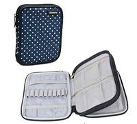 Damero Crochet Hook Case with Mesh Pockets for Various Needles, Blue Dot