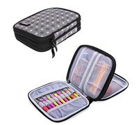 Damero Crochet Hook Case with Mesh Pockets for Various Needles, Grey Dot