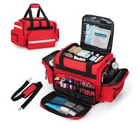 Damero Large Capacity Emergency Medical Bag with Removable Dividers, Red