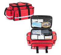 Damero Medical Supplies Bag - Empty First Responder Aid Bag with Detachable Dividers and Top Buckles, Ideal for Trauma, Home Health, Nurse, Red