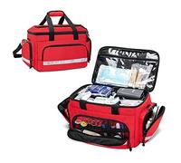 Damero Multi Pockets Medical Emergency Bag with Detachable Dividers, Red
