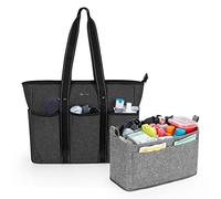 Damero Nurse Tote Bag with Insert Organiser, Nurse Tote Laptop Shoulder Bag for Work and School, Large Women Handbags for HomeCare Nurses and Healthcare, Black