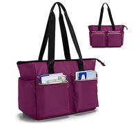 Damero Portable Teacher Tote Bag, Utility Storage Bag with Compartments and Laptop Pocket, Multipockets Organiser for Teacher, Student and Staff, Dark Purple