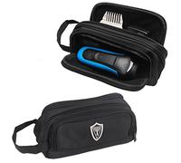 Damero Travel Organizer Men Grooming Storage Bag with Two Compartments for Electronic Shaver Hair Clipper Beard Trimmer and Attachment Roomy Lightweight and Portable Black