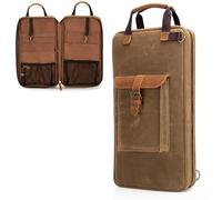 Damero Waxed Canvas Knife Bag with 11 Slots and 2 Zippered Mesh Pockets for utensils, Portable Chef Knife Bag with Handle and Removable Shoulder Strap, Camping Storage Bag for Chef Knife Set, Bag Only