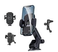 DAMFO Car Phone Mount Holder - 4-in-1 for Dashboard, Windscreen, Vent & Desk | Strong Suction & 360° Rotation | Universal Fit for iPhone 16/15/14/13, Samsung & Smartphones