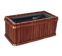 Damian-Wiklina Wicker pot for the garden, wooden box covered with wicker, wicker pot, wicker pot, flower pot, decorative pot, plant pot, garden pot (40 x 20 H 20 cm)