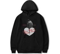 Damiano David Born with a Broken Heart 2025 Pullover, Casual Round Neck Sweatshirt Street Fashion Hoodie,Black,S