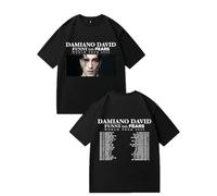 Damiano David Tour 2025 T-Shirt Cotton Fashion Short Sleeve Funny Graphics Harajuku T Shirts Unisex Vintage Tee Men's Women's Casual Clothing-Black||m