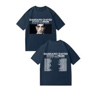 Damiano David Tour 2025 T-Shirt Cotton Fashion Short Sleeve Funny Graphics Harajuku T Shirts Unisex Vintage Tee Men's Women's Casual Clothing-Navy||m