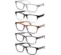 DAMIDEO 5 x Large Blue Light Blocking Reading Glasses for Men Women Extra Wide Frame Lightweight Reading Glasses, Pack of 5 different colours, X-Large
