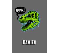 Damien:Draw and Write Journal for Boys Kids: Cool Dinosaur Dino Rawr Journal for Boys Kids, Personalized Name Journal for Boys, Happy Birthday Gift ... for Boys 6x9 Half Blank Half Lined Pages