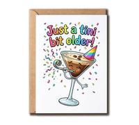 DamienBrightGift Espresso Martini Birthday Card - Just A Tini Bit Older - Humorous Alcohol Pun Greeting - Cute Cocktail Bday Gift For Her - Cheers Party Celebration - 5X7 Inch