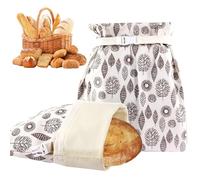 DAMIHAI Pack of 2 Beeswax Cloths, Reusable Beeswax Bread Bags for the Freezer, Bread Bag Linen with Elastic Band and Carabiner for Bread and Baked Goods, 32 x 43 cm