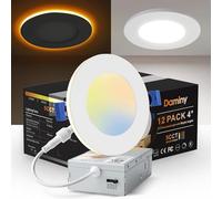 DAMINY - 12 Pack 4 Inch 5CCT LED Recessed Light with Night Light, Ultra Thin, 4 Inch Canless Recessed Lighting, 9W=80W, 700 Lumens, Dimmable Wafer Lights,