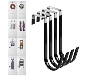 Damita Over The Door Hooks 4 Pack Over The Door Towel Hanger for Coat Hangers Sturdy Stainless Steel Hooks for Hanging Coats Black