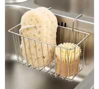 Damita Sponge Holder for Kitchen Sink, Sink Caddy Kitchen Sink Tidy Brush Dishwashing Liquid Drainer Rack Silver, Medium