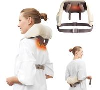 DamKee Neck Shoulder Back Massager with Heating - Neck Massagers Cordless for Pain Relief Deep Tissue, 5D Kneading Massage Pillow, Shiatsu Massager, Ideal Gifts for Women Men Mom Dad(Light Brown)