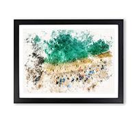Damlatas Cleopatra Beach In Turkey Watercolour Modern Framed Print | A4 Black Framed Wall Art | Ready to Hang | Modern Animal Picture | Living Room Bedroom Lounge Office