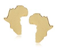 DAMLENG Chic Stainless Steel African Map Studs Earrings Hypoallergenic Gold Silver Traditional Ethnic Post Stud for Women Girls Statement Jewelry Gifts, Metal