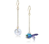 DAMLENG Funny Cute Acrylic Resin Simulation Fish in Bag Dangle Earrings Unique Asymmetry Lightweight Goldfish Dangle Drop Earrings Jewelry Gift for Girls Women blue
