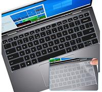 DAMMOMKO (2PCS) Keyboard Cover for New Dell Inspiron 14 5410 5415 5418 14'', 13 5310 13.3'' & 7415 2-in-1 Latitude 3320 3420 Protective Accessories Skin -Black+Clear