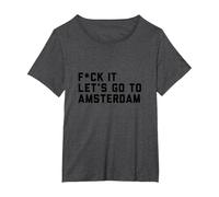 Dammt, Let's Go to Amsterdam T-Shirt, Women's Plus, Dark Heather Grey, 5X